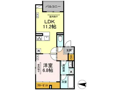 ボアブロンシュ深見(1LDK/2階)の間取り写真