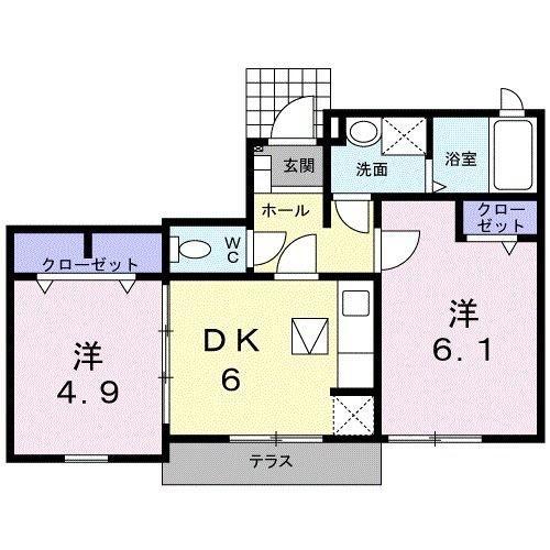 それいゆⅢ(2DK/1階)の間取り写真