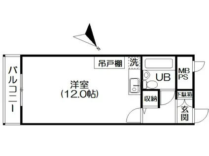 ライオンズマンション熱海(ワンルーム/8階)の間取り写真