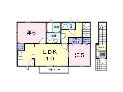 シュティル鏡B(2LDK/2階)の間取り写真