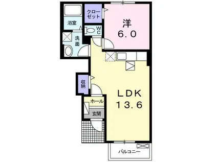 LEAF(1LDK/1階)の間取り写真