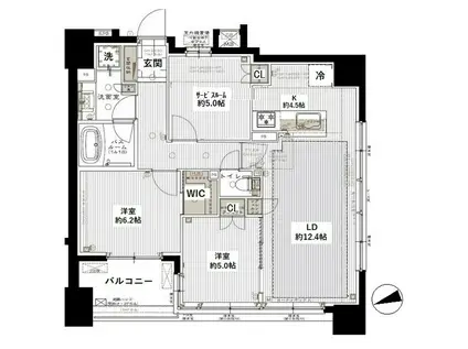 ライオンズ府中駅前(2SLDK/9階)の間取り写真