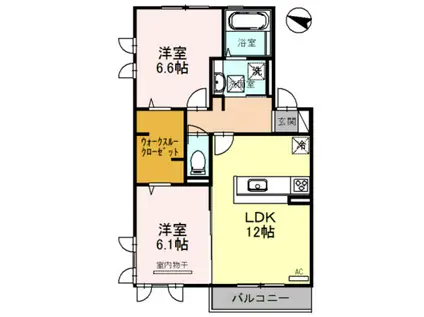 JYO・POINT VILLAGE B棟(2LDK/1階)の間取り写真