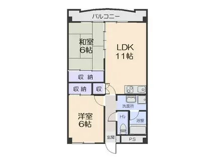 サンレックプラザ上徒士町(2LDK/9階)の間取り写真