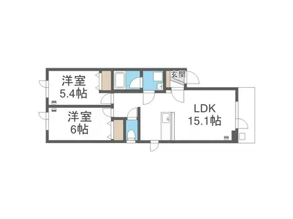 EFFORT平岸(2LDK/3階)の間取り写真