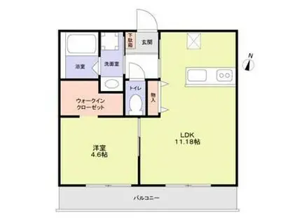 ヴィオラ テラス 北寺尾(1LDK/2階)の間取り写真