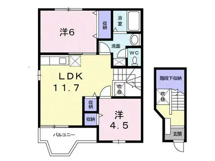 クレストールONODA(2LDK/2階)の間取り写真