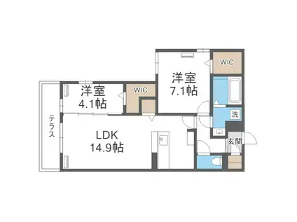 ルシェーナ西田辺(2LDK/2階)の間取り写真