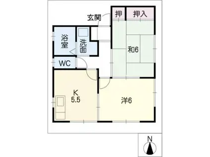 ドミール壱番館(2K/1階)の間取り写真