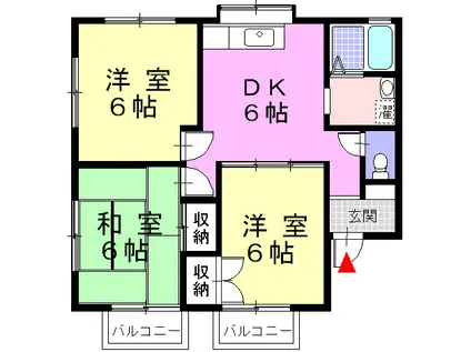 クレスト塚原(3DK/1階)の間取り写真