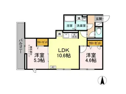 グラナーデ六町II(2LDK/3階)の間取り写真