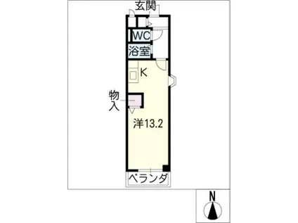 レイディアント(ワンルーム/1階)の間取り写真