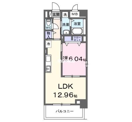 メルベージュ久留米(1LDK/4階)の間取り写真