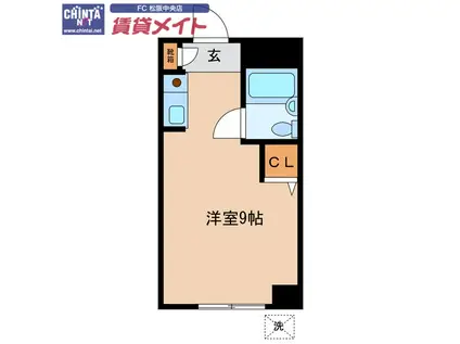 シティハウス松阪(ワンルーム/3階)の間取り写真