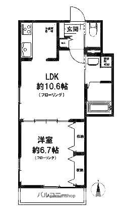 RIVERSIDE DEUX.M(1LDK/3階)の間取り写真