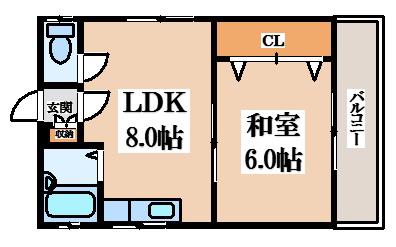 鎌田マンション(1LDK/1階)の間取り写真