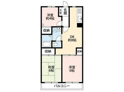 ベルデュール永野II(3DK/1階)の間取り写真