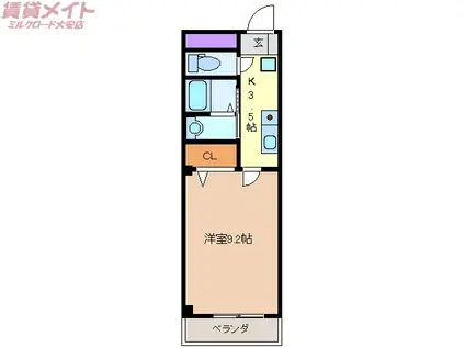 マーレ荘 菰野(1K/1階)の間取り写真