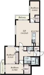 SーRESIDENCE琴似4条(3LDK/3階)の間取り写真