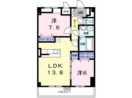 アネックス・ウエスト21(2LDK/2階)の間取り写真
