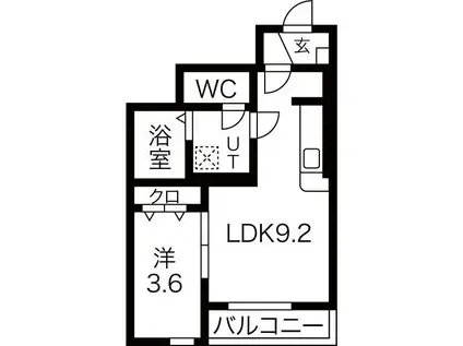ラビスタアイワヒルズI(1LDK/1階)の間取り写真