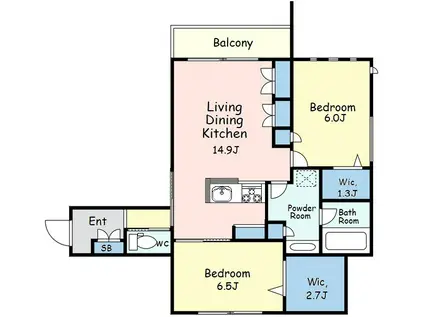 上馬5丁目メゾン(2LDK/3階)の間取り写真