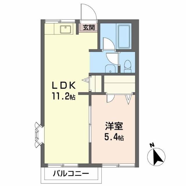 上松ハイツ(1LDK/2階)の間取り写真