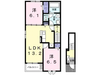 エレガンテII(2LDK/2階)の間取り写真