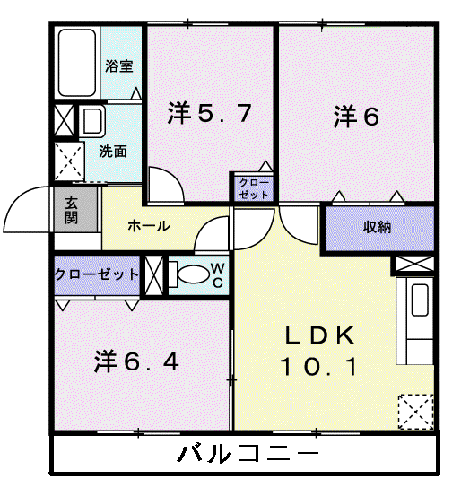 グランジュールKOEI(3LDK/3階)の間取り写真