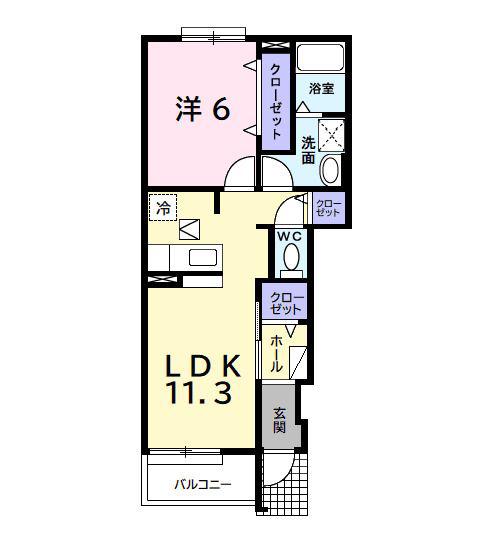 ハーモニーA(1LDK/1階)の間取り写真