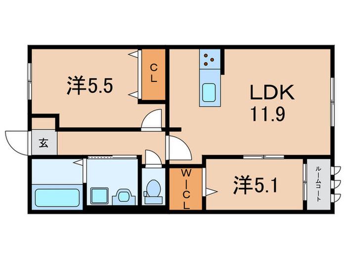 アズーロ垂水I(2LDK/2階)の間取り写真