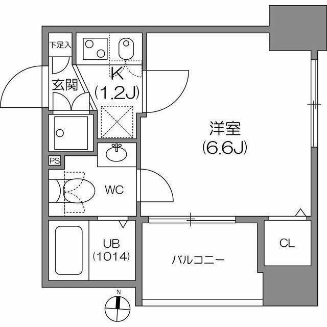 アジールコート中野坂上(1K/4階)の間取り写真