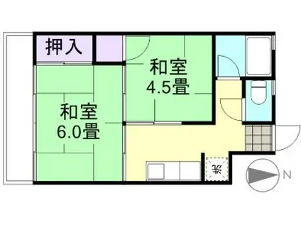 万富ビル(2K/2階)の間取り写真