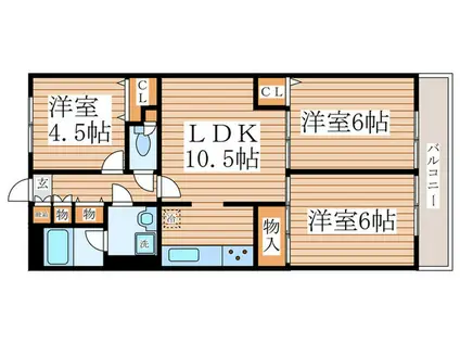 ラフォーレジュン二番館(3LDK/2階)の間取り写真