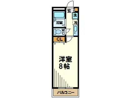 シャトル聖調布(1K/1階)の間取り写真