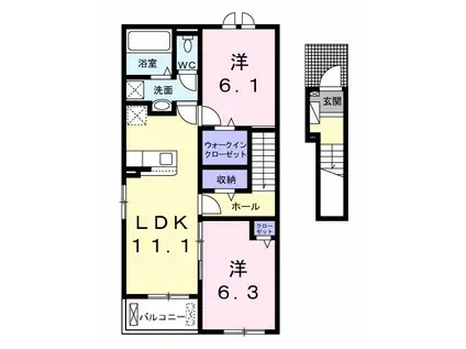 BELLSKY(2LDK/2階)の間取り写真