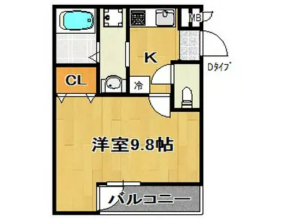 フジパレス遠里小野I番館(1K/3階)の間取り写真