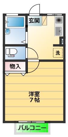 スカイハイム(1K/1階)の間取り写真