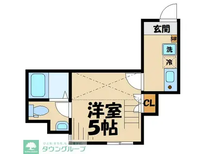 メリッソ中野島(1K/2階)の間取り写真