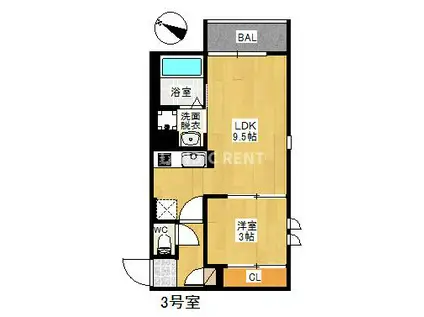 REGALEST博多駅南(1LDK/2階)の間取り写真
