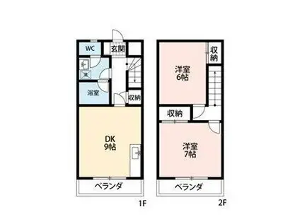 ウエストゴトウ(2DK/2階)の間取り写真