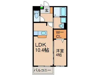 モナリエ砂田II(1LDK/2階)の間取り写真