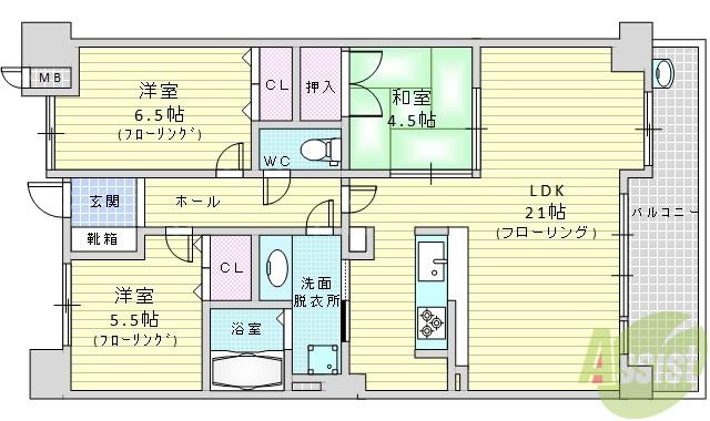 レジディア千里万博公園(3LDK/3階)の間取り写真