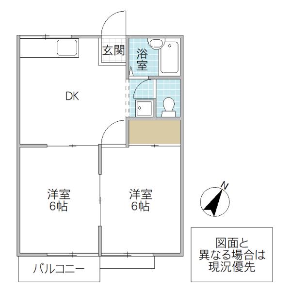 コーポイナ(2DK/1階)の間取り写真