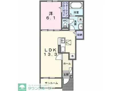 関東鉄道常総線 ゆめみ野駅 徒歩10分 2階建 新築(1LDK/1階)の間取り写真