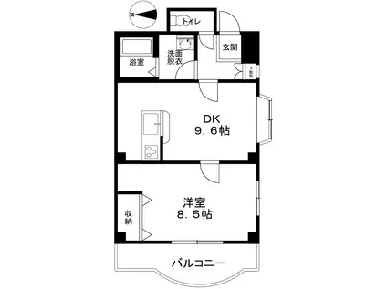 リバーサイドHAPPYHILL(1DK/4階)の間取り写真