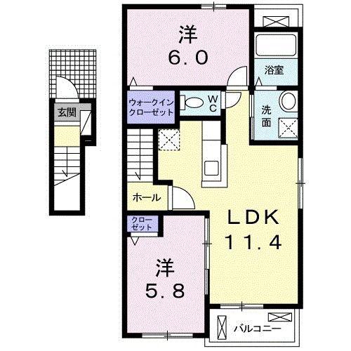 レ・ムスクテール(2LDK/2階)の間取り写真