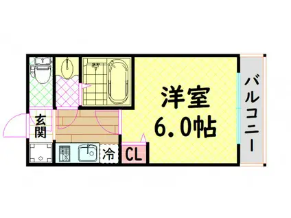 レジュールアッシュアーバンフロー(1K/6階)の間取り写真