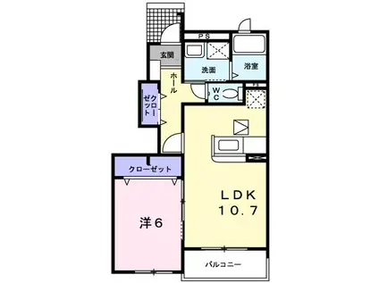 エンジェルクリーク(1LDK/1階)の間取り写真