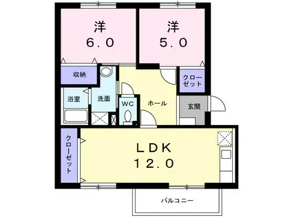 ロイヤルエステート神明A(2LDK/2階)の間取り写真